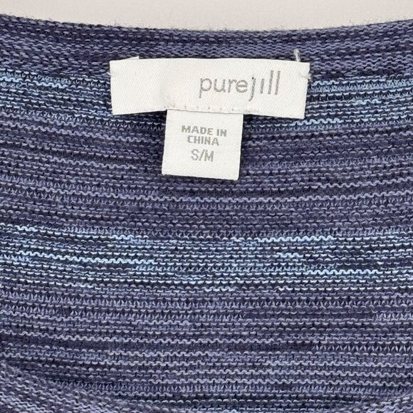 Pure Jill Womens Striped Blue Knit Top sweater Cotton size medium s/m - Picture 2 of 11
